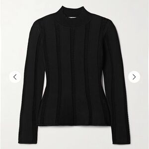 NEW SEA black Devon peplum long sleeve sweater top Large L